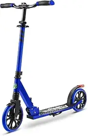 Folding Kick Scooter for Adults and Kids – Boys and Girls Freestyle Scooter with Big Wheels, 1-Kick Open Mechanism, Anti-Slip Rubber Deck and LED Light – Folding Grips Handlebar Adjusts to 3 Heights