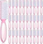 Patelai 30 Pcs Nail Scrubber Brushes Bulk Handle Grip Manicure Brushes for Cleaning Fingernails Pedicure Cleaning Brush for Toes and Fingernail Cleaning(Clear Pink)