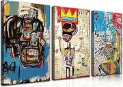 3 Pcs Modern Street Graffiti Wall Art Abstract Poster Print Wall Decor Artist Blue Print Canvas Painting for Living Room Bedroom Bathroom Office Home Decorations Unframed (Framed, 16"Hx12"W×3pcs)