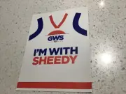 Rare AFL football sticker, GWS,Sheedy, Geelong cats, Carlton, pies,crows, dogs