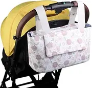 Universal Stroller Organizer with Insulated Cup Holder and Phone Bag, Stroller Bag Caddy Organizer Accessories for Stroller like Uppababy, Baby Jogger, Britax, BOB, Umbrella and Pet Stroller.