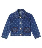 [Self-Portrait Kids] Self-Portrait Kids Polka-dot patch-appliqué denim jacket Y 3/4 blue