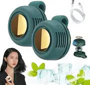 Aerio Clip On Fan, Portable Silent Mini Bladeless Electric Fan, Adjustable 3 Speed Suspended Waist Fans, 360° Wind Direction Adjustment, Compact Waist,For Outdoor, Travel (Green*2)