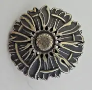 Jeremiah Watt Scarf Ring Slide Bronze Sunflower Concho 1 1/2" Wild Rag Bandana