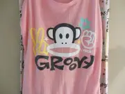 PAUL FRANK JULIUS PJ SET PINK TANK TOP W/ LONG PANTS ELASTIC WAIST GIRLS SM NWT