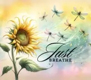 DRAGONFLY SUNFLOWER JUST BREATH INSPIRATIONAL COMPUTER MOUSE PAD 9.25 x 7.75