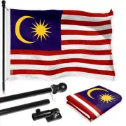Combo Pack: 6 Ft Tangle Free Spinning Flagpole (Black) & Malaysia Flag 3x5
