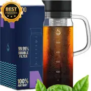 Cold Brew Coffee Maker 1.5L Glass Airtight Tea Juice Carafe Stainless Filter