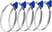 POWERTEC 70249 5 Inch Key Hose Clamp, Thumb Screw Key Adjustable Stainless Steel Hose Clamps for Dust Collection, Dust Collector and Dryer Vent Hose, Pipe Clamp, RV Clamp, Worm Gear Clamp, 5 pack
