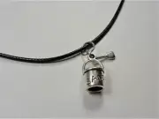 BEACH FASHION NAUTICAL SILVER BEACH PAIL VIN & SUE BLACK LEATHER CORD NECKLACE