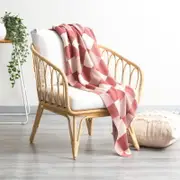 Renee Taylor Newport Checkered Cotton Knitted Rust Throw