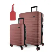 2 Piece Pierre Cardin Hard Shell LARGE and CABIN Set Luggage Tag - Rose
