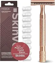 SkinVe® Premium Safety Razor Rose Gold Edition for Women Including 10 Razor Blades I Zero Waste Wet Razor I Safety Razor Made of Metal with Double Blade I Plastic-Free