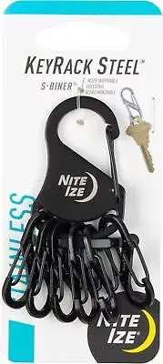 Nite Ize KeyRack Steel w/ Stainless Steel Mini S-Biners - Black