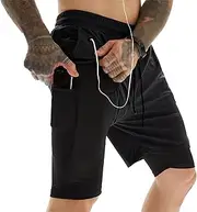 [JEShifangjiusu] Mens Two in One Running Activewar Short Breathable Boxing Athletic Short Quick Dry Shorts with Phone Pockets