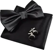 [Generic] Mens Tuxedo Bow Tie, Hanky and Cufflinks Set