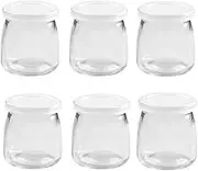 JZK Set of 6 200ml Glass Pudding Yogurt Pots With Lids, Small Jars, Mini Cups, Bottles