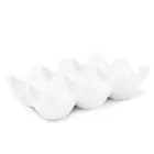 Ceramic Egg Tray 6 Cup Egg Holder Container for Refrigerator Fridge (White)