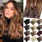 Thick Double Wefted Clip In 100% Remy Human Hair Extensions Full Head Highlight