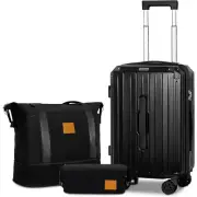 Romswi 3 Piece Luggage Set 20" Suitcase Set Hardside Lightweight TSA Lock w/ Bag