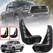 Daytime Running Light LED Lamp DRL Black For Toyota Hilux Revo Pickup 2020-2021