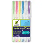 Multicraft Imports Living In Color Color-Flow Gel Pen Set 6/Pkg-Pastels, PA478-A