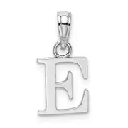 14K White Gold Polished Block Letter E Initial Pendant