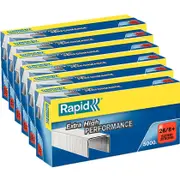 6 Pack Rapid High Performance Staples 26/8 Box 5000 Bulk