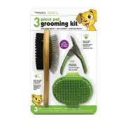 Petkin 3 Piece Pet Grooming Kit for Short or Long-Hair Cats & Dogs Green