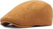[QOHNK] Men's Flat Cap Newsboy Beret Hats for Men Women Suede British Retro Driving Hat Adjustable