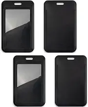 Yharnamite 4 Pcs Sliding ID Badge Holder with Clear Window ID Card Protector, Slide Open ID Card Case Vertical Work Badge Holder for Office, School, Credit Cards, Driver’s Licenses and Passes (Black)