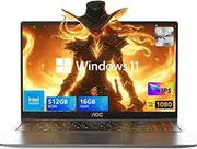 AOC15.6 High-Performance Portable Laptop with Intel N97,16GB DDR4,512GB SSD,1080P FHD, Windows11,5000mAh Battery,180° Fold, USB3.2 Type-C, Perfect for Work and Study.