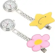[SAFIGLE] 2pcs Pocket Watch Nurse Hanging Watch Second Hand Clip Watches Clip on Lapel Watch Nurses Watch Watches for Women Clip Type Watch Watches for Men Watches for Nurses Stainless Steel