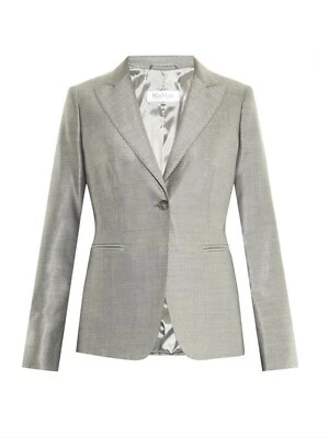 New MAX MARA Wool & Silk CARLOS Blazer/Jacket - Medium Gray - US 12/ UK 14