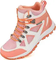 R CORD Kids Hiking Boots Waterproof Girls Hiking Boots Durable TPR Traction Outsole Anti-Skid Athletic Lace Up Hiking Shoes for Outdoor Adventure