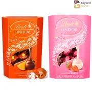 Lindt LINDOR ORANGE & Strawberries Cream Chocolates 200gm Each