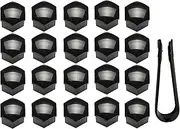 20pcs 17mm Lug Nut Covers Wheel Center Bolt Caps + Removal Tool Replacement for Audi Lug Nut Cap MKV GTI VW Saab Beetle 321601173A (Black) (Come Without Locking Lug Nut Caps)