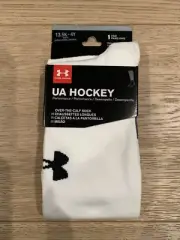 Under Armour U4331C1-White UA Hockey Over The Calf Sock 1 Pair Size 13.5K - 4Y