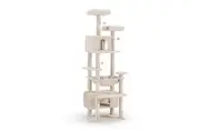 Petzly Cat Tree Tower Scratching Post Scratcher Condo 180cm Beige/Dark Grey/Grey