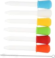 Silicone Liquid Medicine Droppers Set 6pcs with Cleaning Brush for Boys and Girls Easy to Fill and Clean