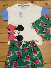Size 6 BNWT Peter Alexander Disneyland Mickey Mouse Top + Shorts PJ Set + bag