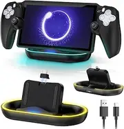 Charger Station for PlayStation Portal- Case Friendly, Charging Dock with RBG Light Charger Stand & USB Type C Cable, Magnetic Type C Port for PS5 Ps Portal Charging with Case on-Black