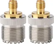 2PCS UHF Connector Female S0239 to SMA-F Adapter RF Coaxial Adapter Converter Connector for Coaxial Cables, Antennas