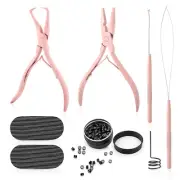 Hair Extensions Pliers Needle Hook Tool 200PC Micro Beads for I-Tip Hair Styling