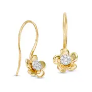 0.1 CT. T.W. Composite Diamond Flower Drop Earrings in 10K Gold