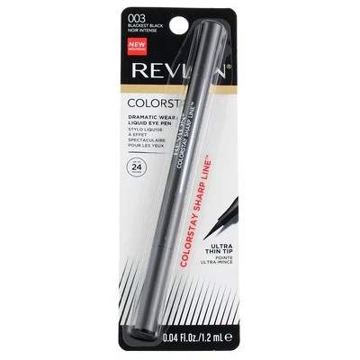 4 Pack Revlon ColorStay Liquid Eyeliner Pen, Ultra-Thin, Blackest Black 0.3 oz