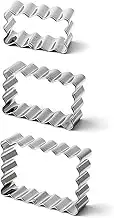 Rectangle Cookie Cutter, Stainless Steel Rectangle Biscuit Molds, Multi Square Cookie Cutter Rectangular Cookie Cutter Rectangle Pastry Fluted Cutters for Cookie (3pcs Rectangle)