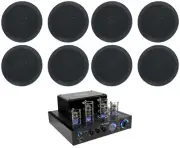 Rockville LED Tube Amp/Home Theater Receiver+(8) 5.25" Black Ceiling Speakers
