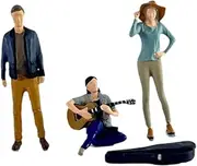 Hellery 3X 1/64 Scale People Figure Tiny People Model with Mini Guitar Case for DIY Scene, Blue