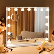 FENCHILIN Hollywood Makeup Mirror With Lights 15 LED Lighted Vanity Mirrors Standing Wall 58x46cm